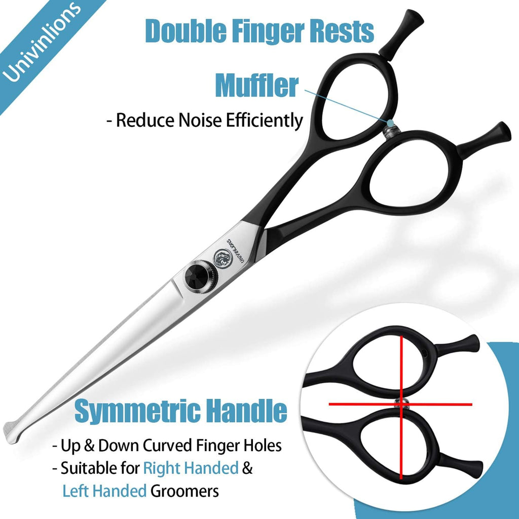 6.5 Inches Straight Dog Grooming Scissors Dog Cutting Shears Professional Trimming Shears for Dog Cat Pet Japanese Stainless Steel Black