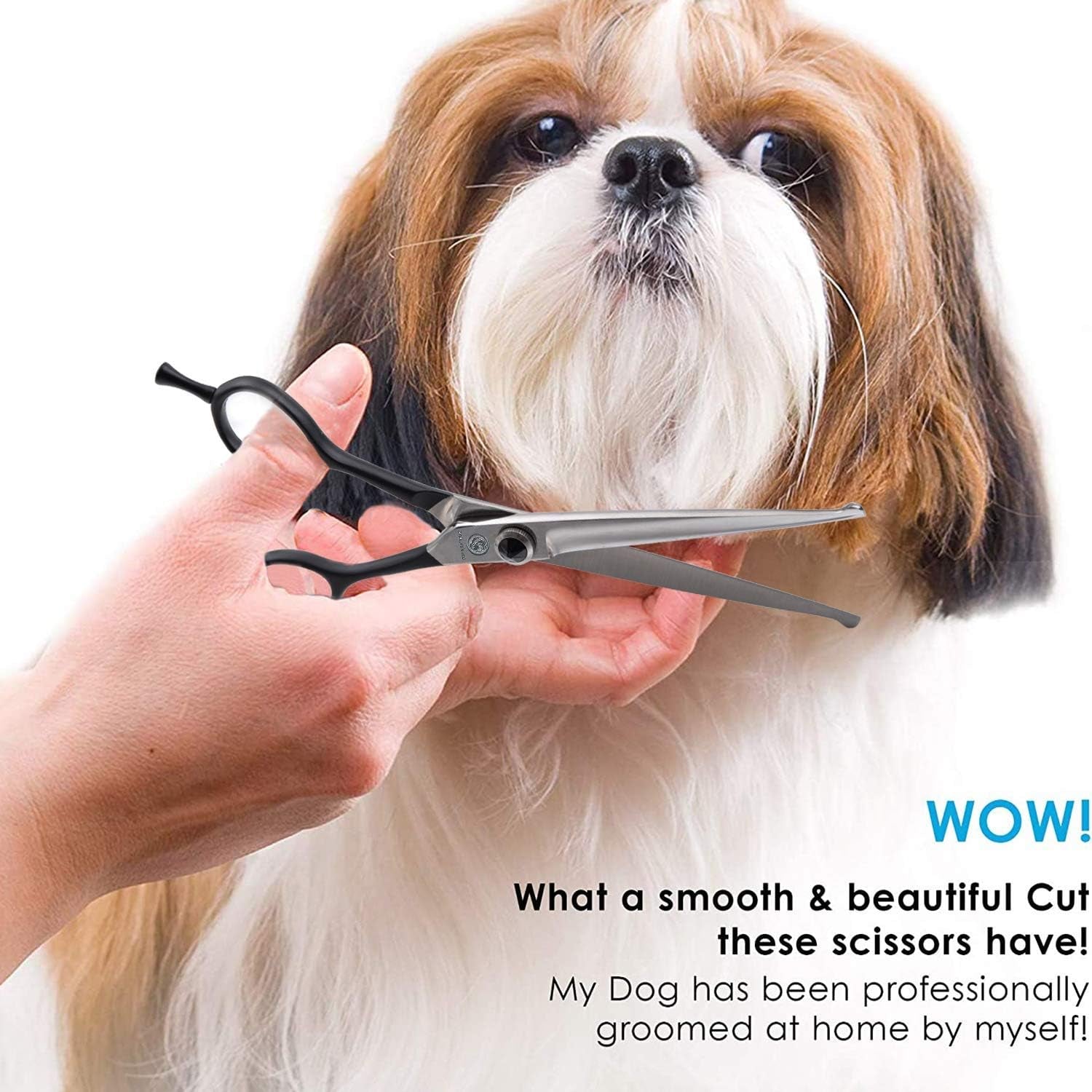 6.5 Inches Straight Dog Grooming Scissors Dog Cutting Shears Professional Trimming Shears for Dog Cat Pet Japanese Stainless Steel Black