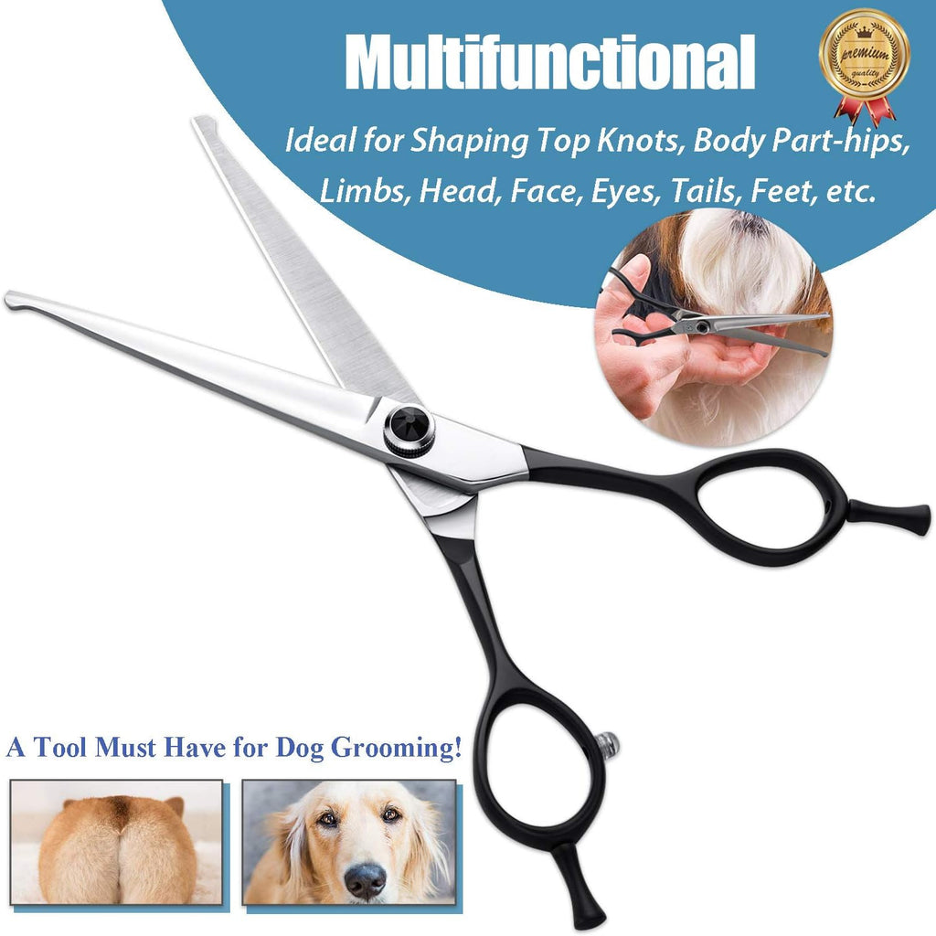 6.5 Inches Straight Dog Grooming Scissors Dog Cutting Shears Professional Trimming Shears for Dog Cat Pet Japanese Stainless Steel Black