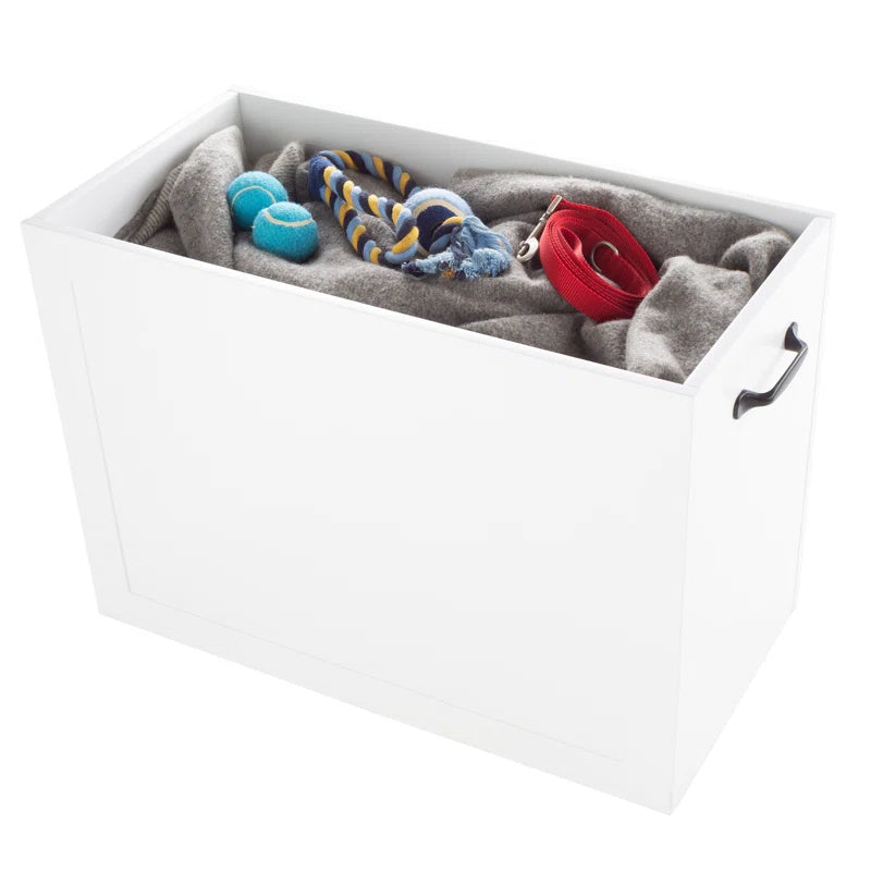 Elevated Dog Bowls with Storage, White