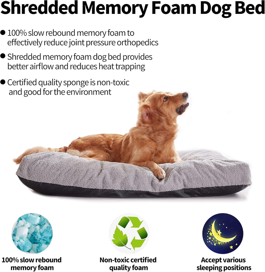 Large Orthopedic Shredded Memory Foam Dog Bed for Medium,Extra Large Dogs, Pet Cats Beds Pillow Mattress with Removable Washable Cover& Non-Slip Bottom,Size-L