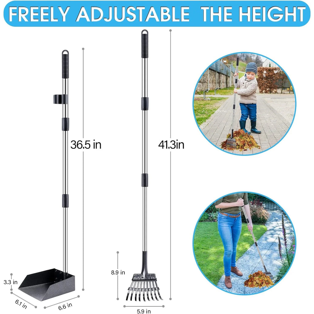 Pet Pooper Scooper, Height Adjustable Dog Poop Scoop Removal Picker with Long Handle Extra Large Tray - Easy to Wash