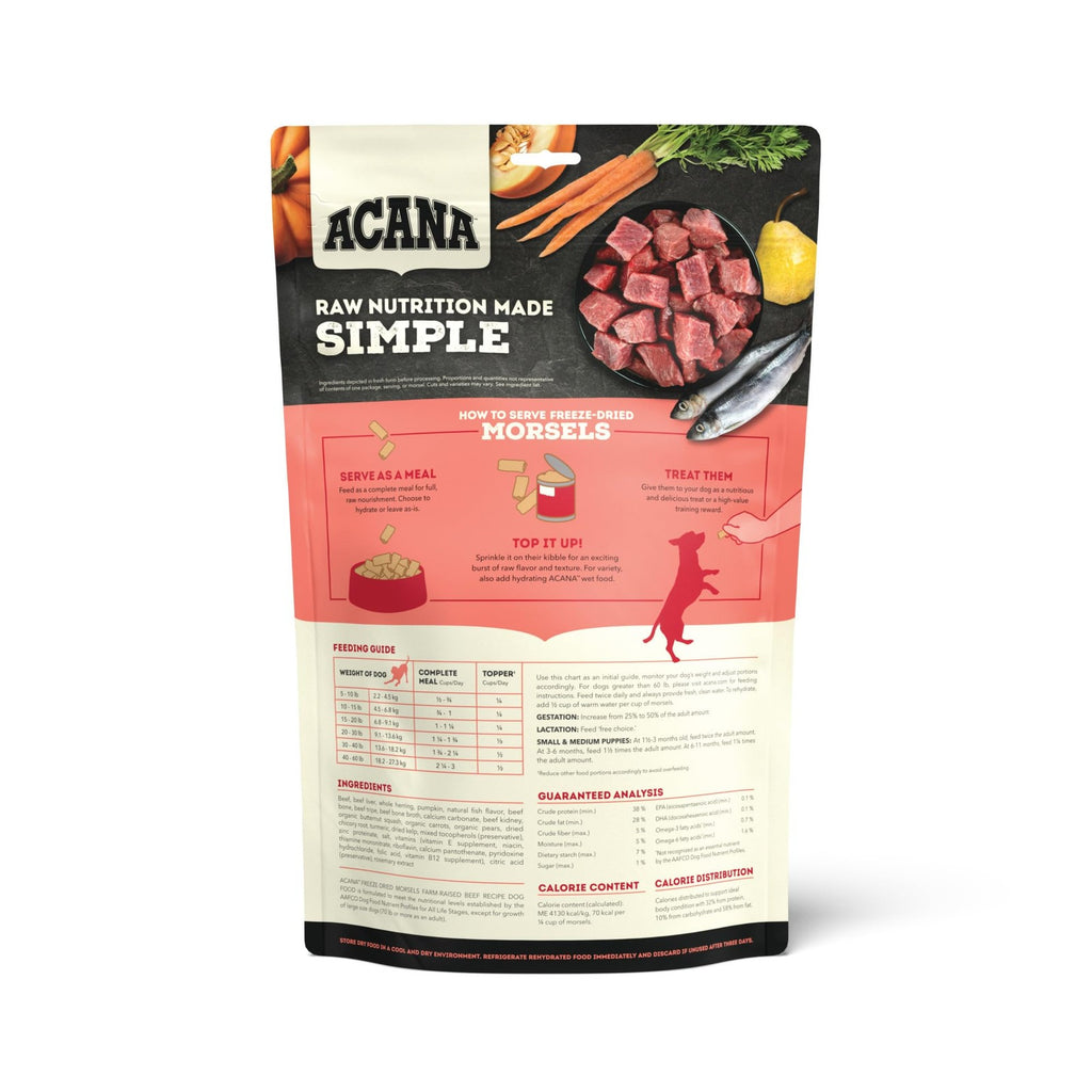 ACANA Freeze Dried Dog Food Topper Farm Raised Beef 8 Oz Premium Quality