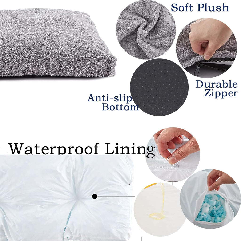 Large Orthopedic Shredded Memory Foam Dog Bed for Medium,Extra Large Dogs, Pet Cats Beds Pillow Mattress with Removable Washable Cover& Non-Slip Bottom,Size-L
